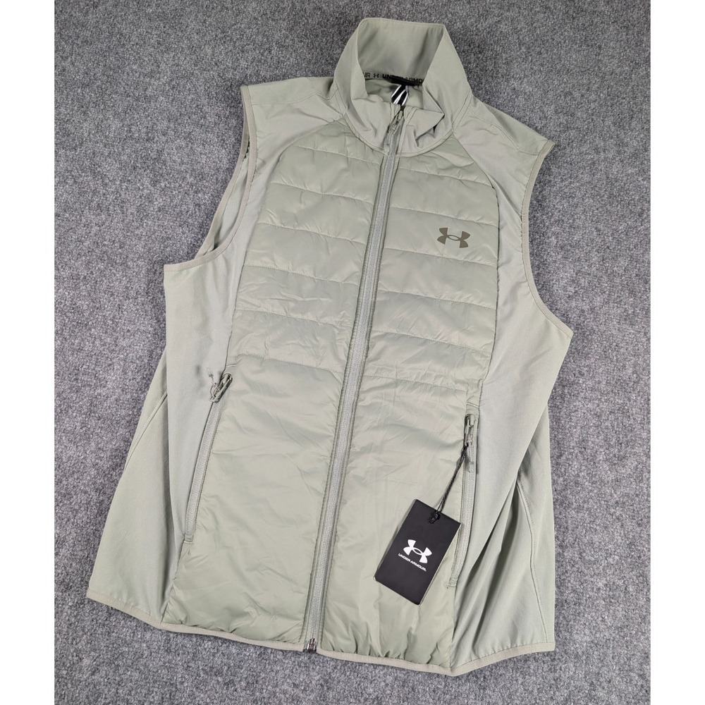 Under Armour Storm Active Hybrid Vest Mens Medium Light Green Full Zip NWT